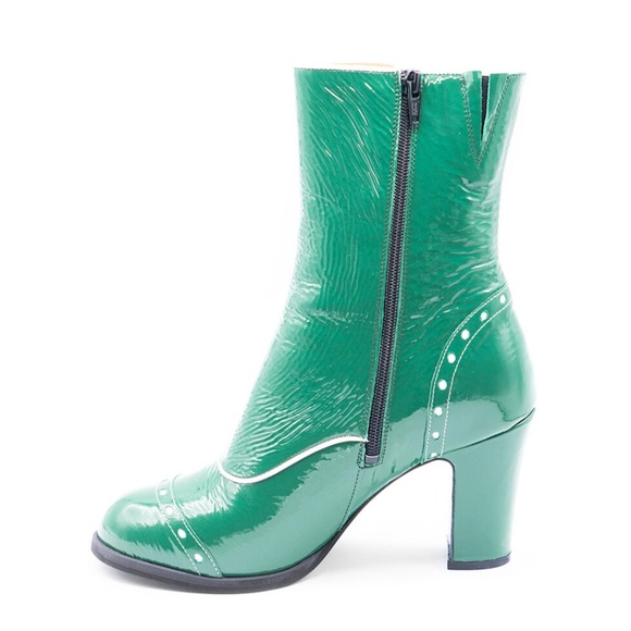 Fluevog Green ATTIC DENISE ANKLE BOOT WITH BUTTONS - Picture 3 of 5